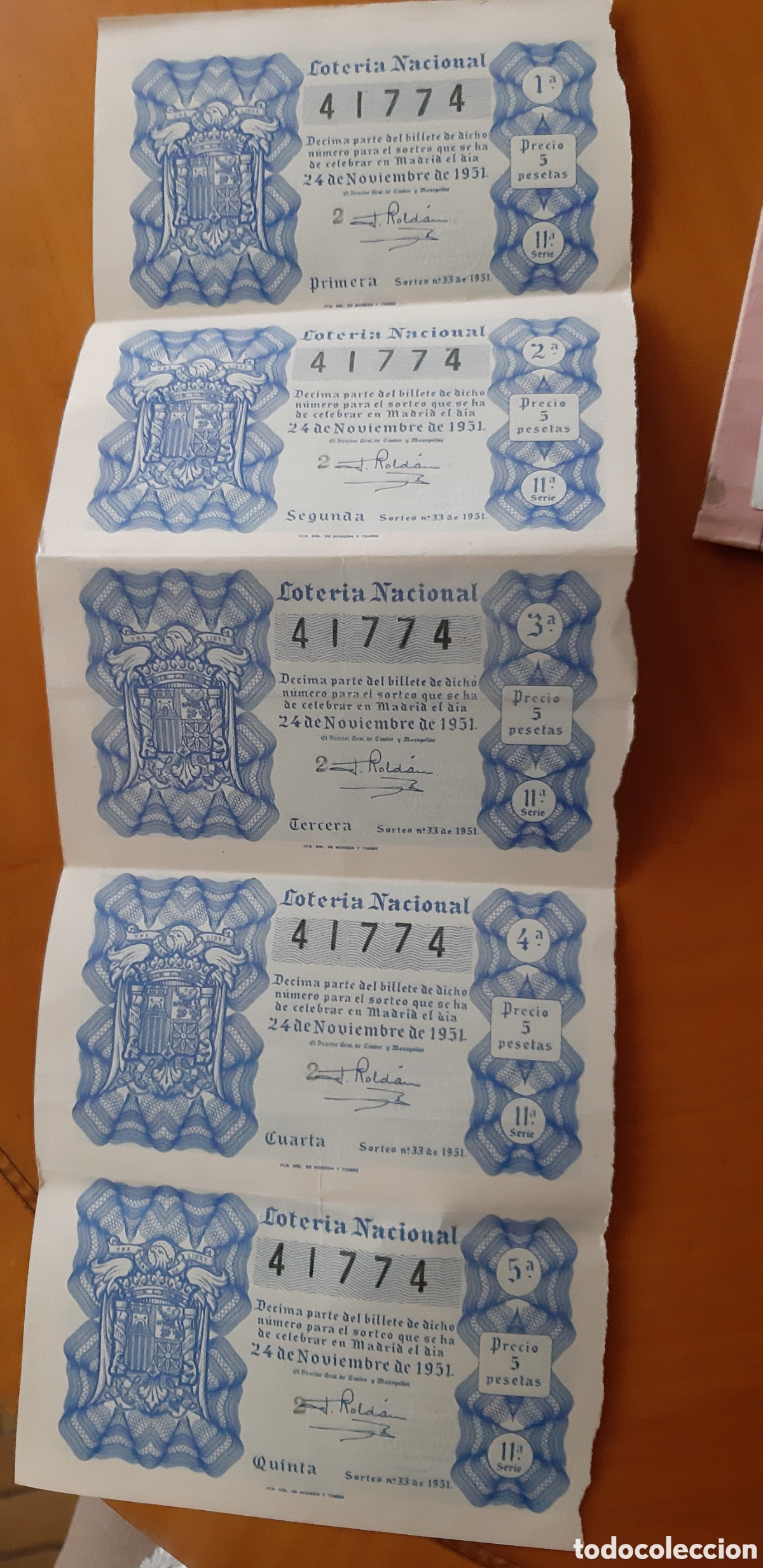 Loter&iacute;a Nacional: Cinco d&eacute;cimos loter&iacute;a a&ntilde;o 1951.