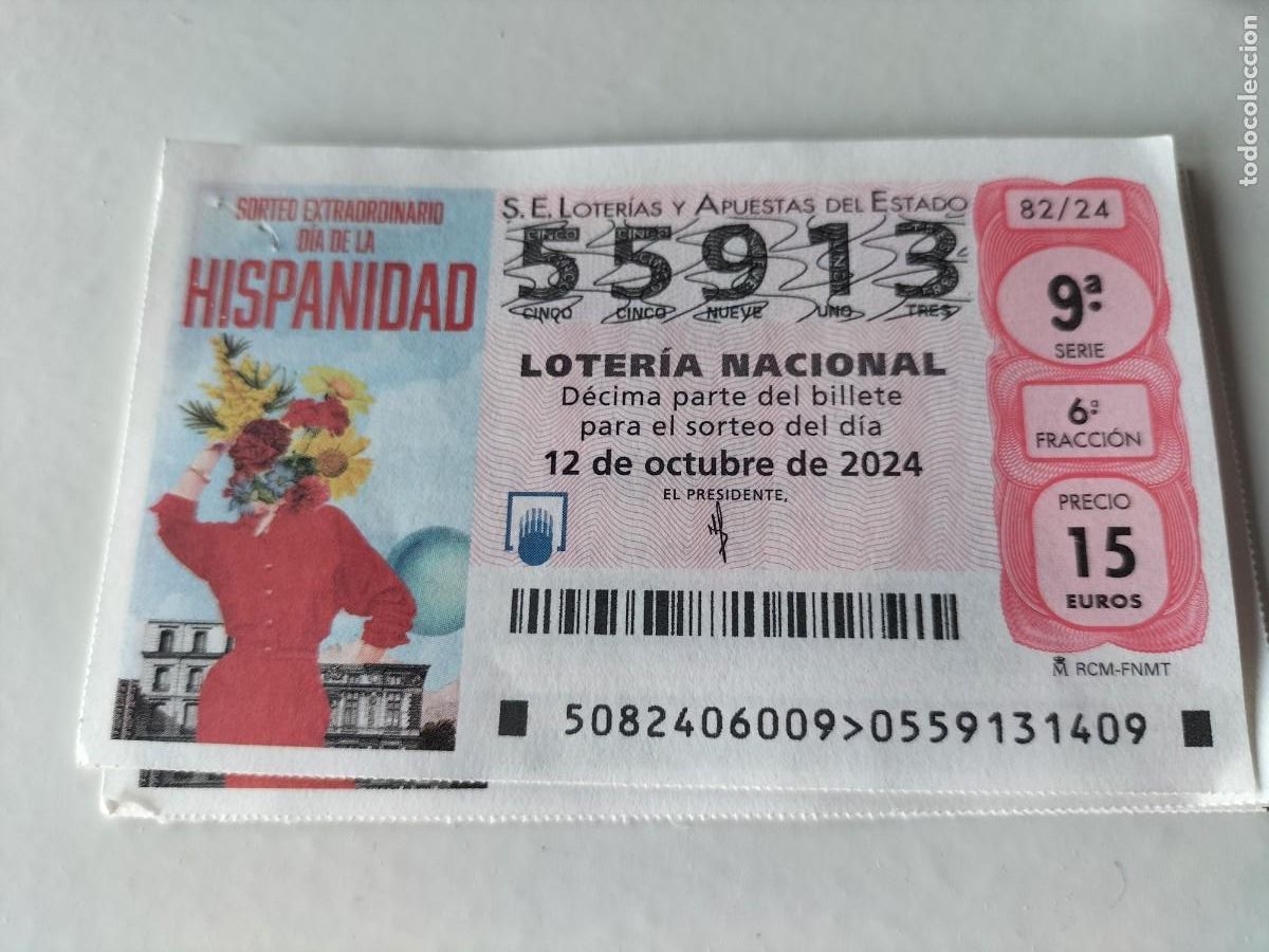 Nationale spanische Lotterie: 1 D&Eacute;CIMO LOTERIA SABADO - 12 OCTUBRE 2024 - 82/24 - DIA DE LA HISPANIDAD - SORTEO EXTRAORDINARIO