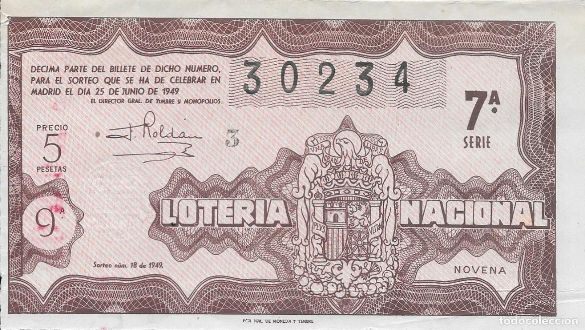 National Spanish Lottery: LOTER&Iacute;A NACIONAL. SORTEO 18 DE 1949