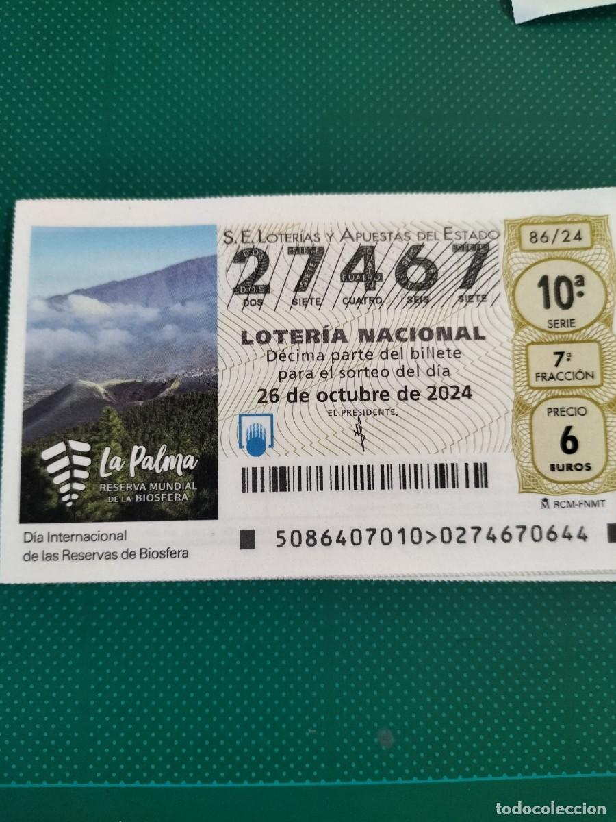 Nationale spanische Lotterie: 1 D&Eacute;CIMO LOTERIA SABADO - 26 OCTUBRE 2024 - 86/24 ISLA DE LA PALMA RESERVA BIOSFERA