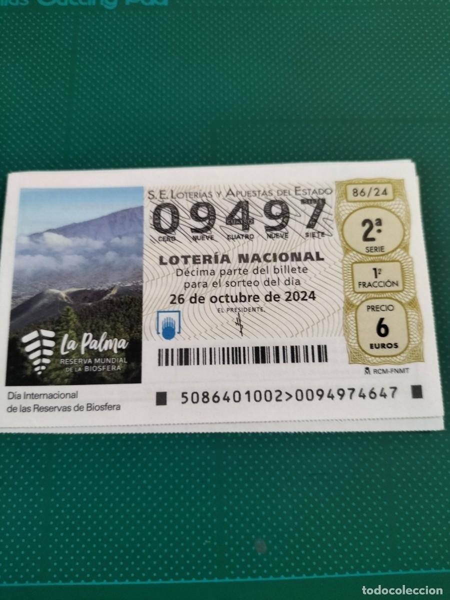 Nationale spanische Lotterie: 1 D&Eacute;CIMO LOTERIA SABADO - 26 OCTUBRE 2024 - 86/24 ISLA DE LA PALMA RESERVA BIOSFERA