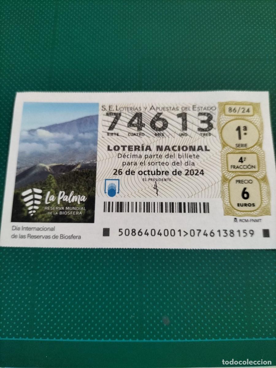 Nationale spanische Lotterie: 1 D&Eacute;CIMO LOTERIA SABADO - 26 OCTUBRE 2024 - 86/24 ISLA DE LA PALMA RESERVA BIOSFERA