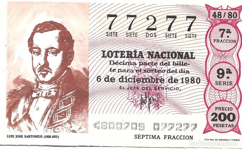 Lotteria Nationale Spagnola: UN DECIMO DE LOTERIA NACIONAL CAPA CUA N&ordm; 77277
