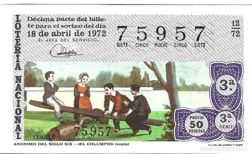 Lotteria Nationale Spagnola: UN DECIMO DE LOTERIA NACIONAL CAPA CUA N&ordm; 75957