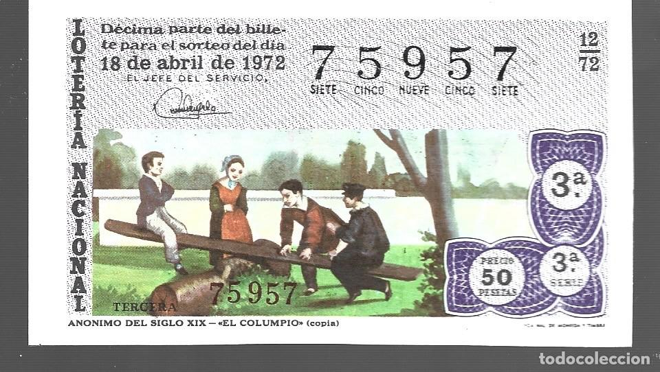 Lotteria Nationale Spagnola: UN DECIMO DE LOTERIA NACIONAL CAPA CUA N&ordm; 75957