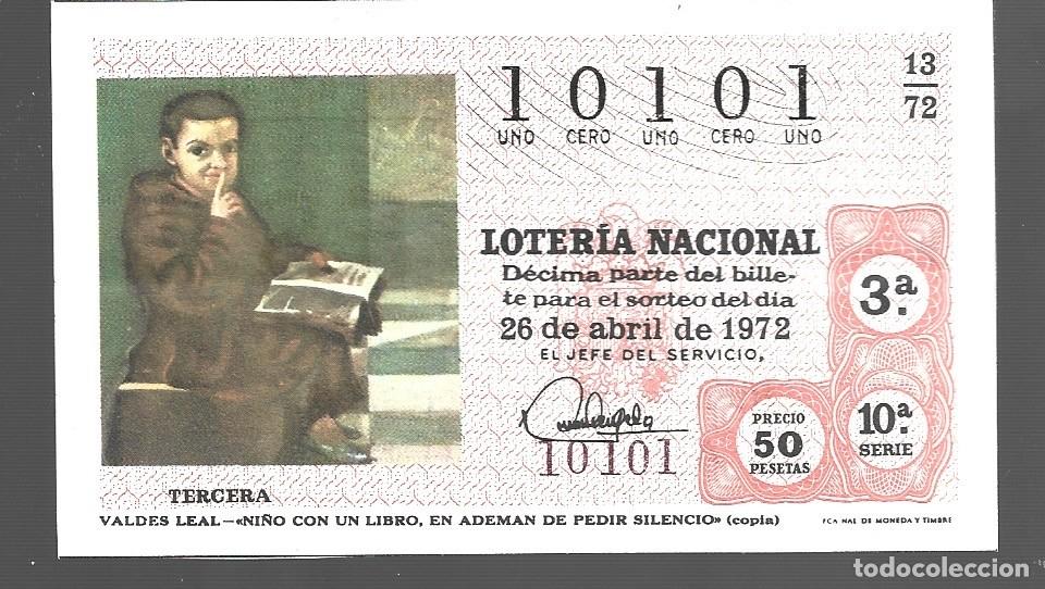 Lotteria Nationale Spagnola: UN DECIMO DE LOTERIA NACIONAL CAPA CUA N&ordm; 10101