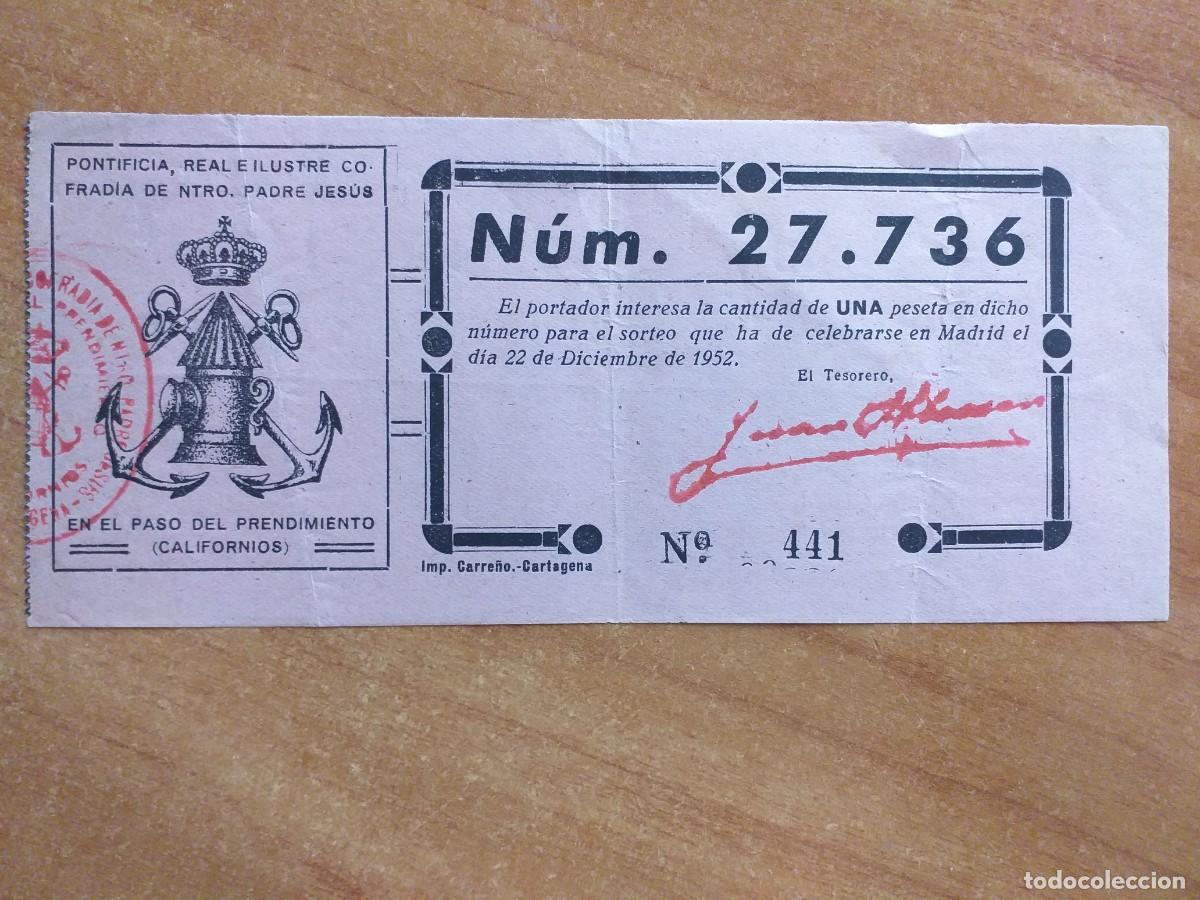 Nationale spanische Lotterie: PARTICIPACI&Oacute;N DE LOTER&Iacute;A N&Uacute;MERO 27736 LOTER&Iacute;A DE NAVIDAD DE1952