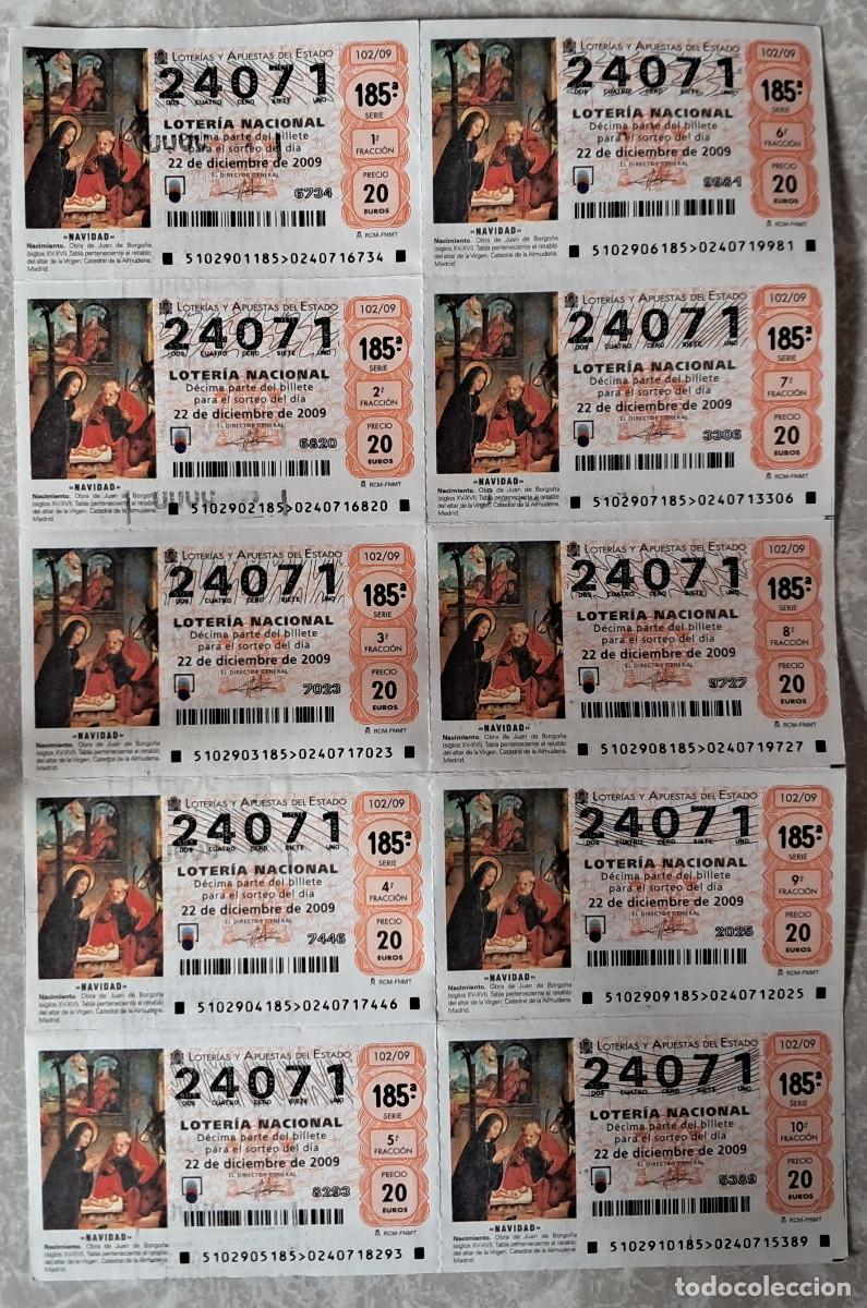 National Spanish Lottery: billete, lote de 10 d&eacute;cimos de loter&iacute;a nacional de dia 22-12-2009, sorteo de navidad.