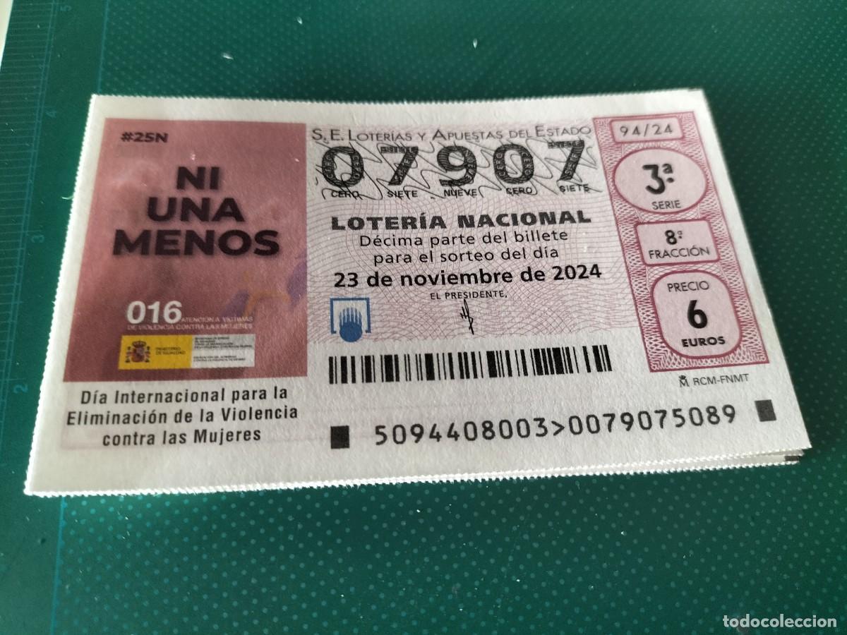 Loterie Nationale: 1 D&Eacute;CIMO LOTERIA SABADO - 23 NOVIEMBRE 2024 - 94/24 - DIA INTERNACIONAL ELIMINACION VIOLENCIA MUJER