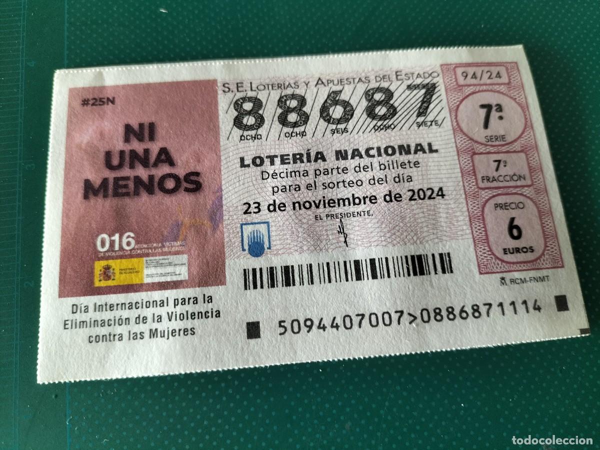 Loterie Nationale: 1 D&Eacute;CIMO LOTERIA SABADO - 23 NOVIEMBRE 2024 - 94/24 - DIA INTERNACIONAL ELIMINACION VIOLENCIA MUJER