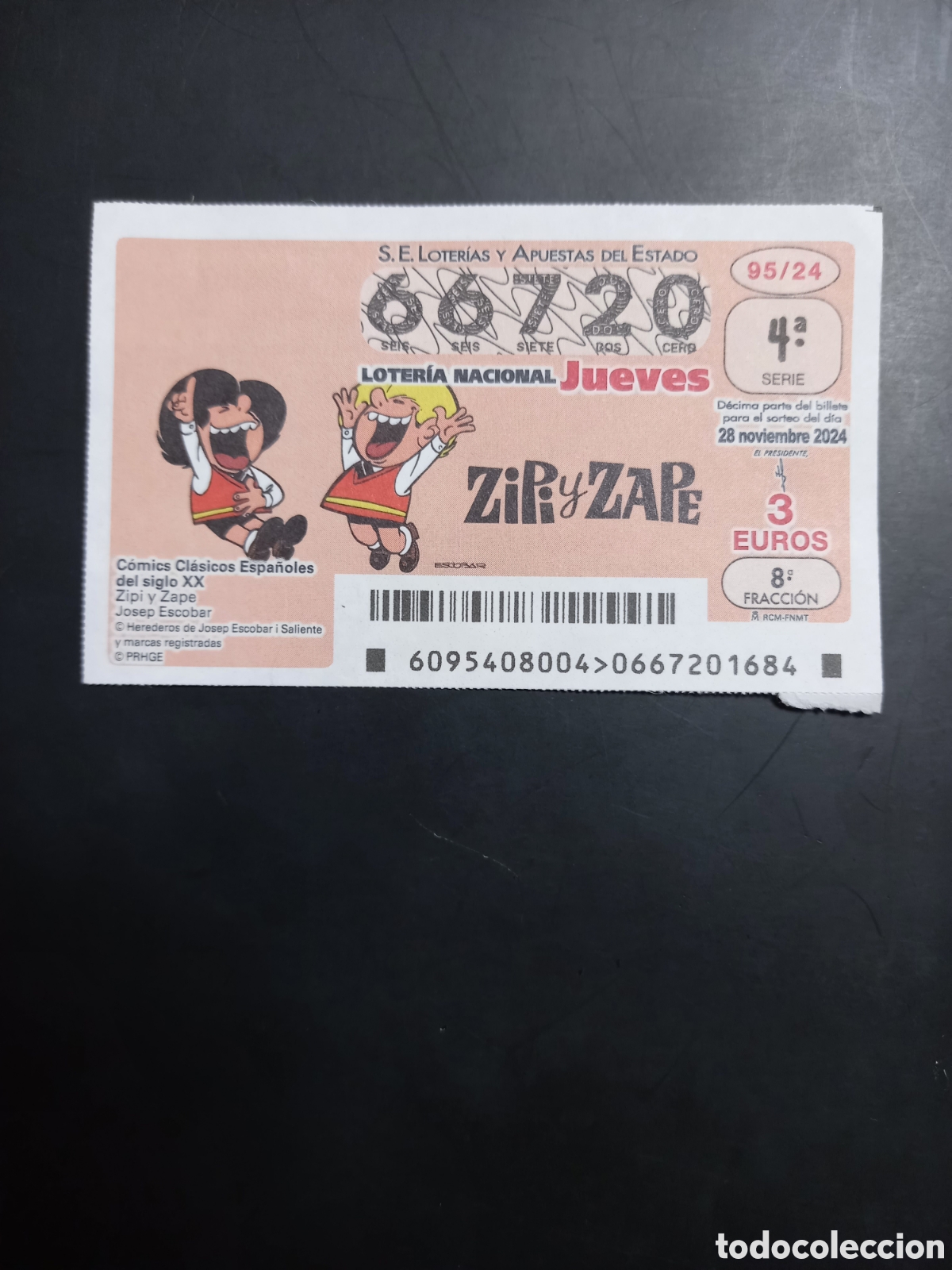 Loter&iacute;a Nacional: LOTER&Iacute;A 28 NOVIEMBRE 2024 - C&Oacute;MICS CL&Aacute;SICOS ESPA&Ntilde;OLES DEL SIGLO XX, ZIPI Y ZAPE