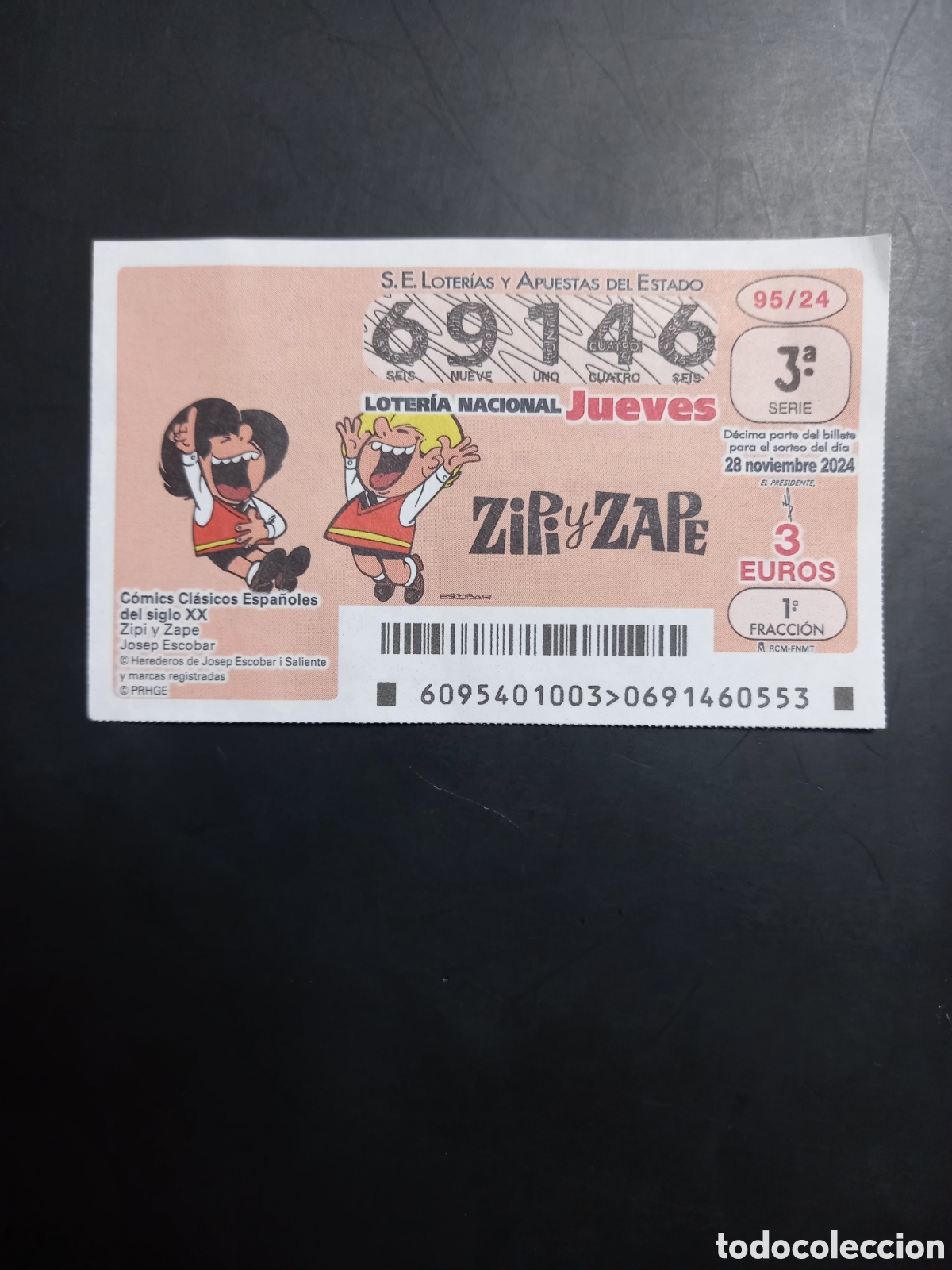 Loter&iacute;a Nacional: LOTER&Iacute;A 28 NOVIEMBRE 2024 - C&Oacute;MICS CL&Aacute;SICOS ESPA&Ntilde;OLES DEL SIGLO XX, ZIPI Y ZAPE