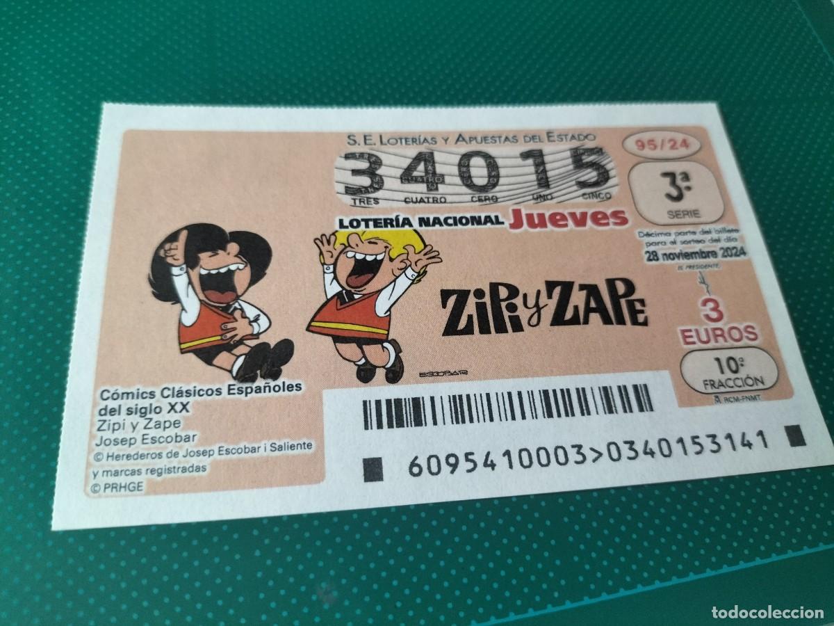 Loter&iacute;a Nacional: 1 D&Eacute;CIMO LOTERIA JUEVES - 28 NOVIEMBRE 2024 - 95/24 - ZIPI Y ZAPE - COMICS CLASICOS