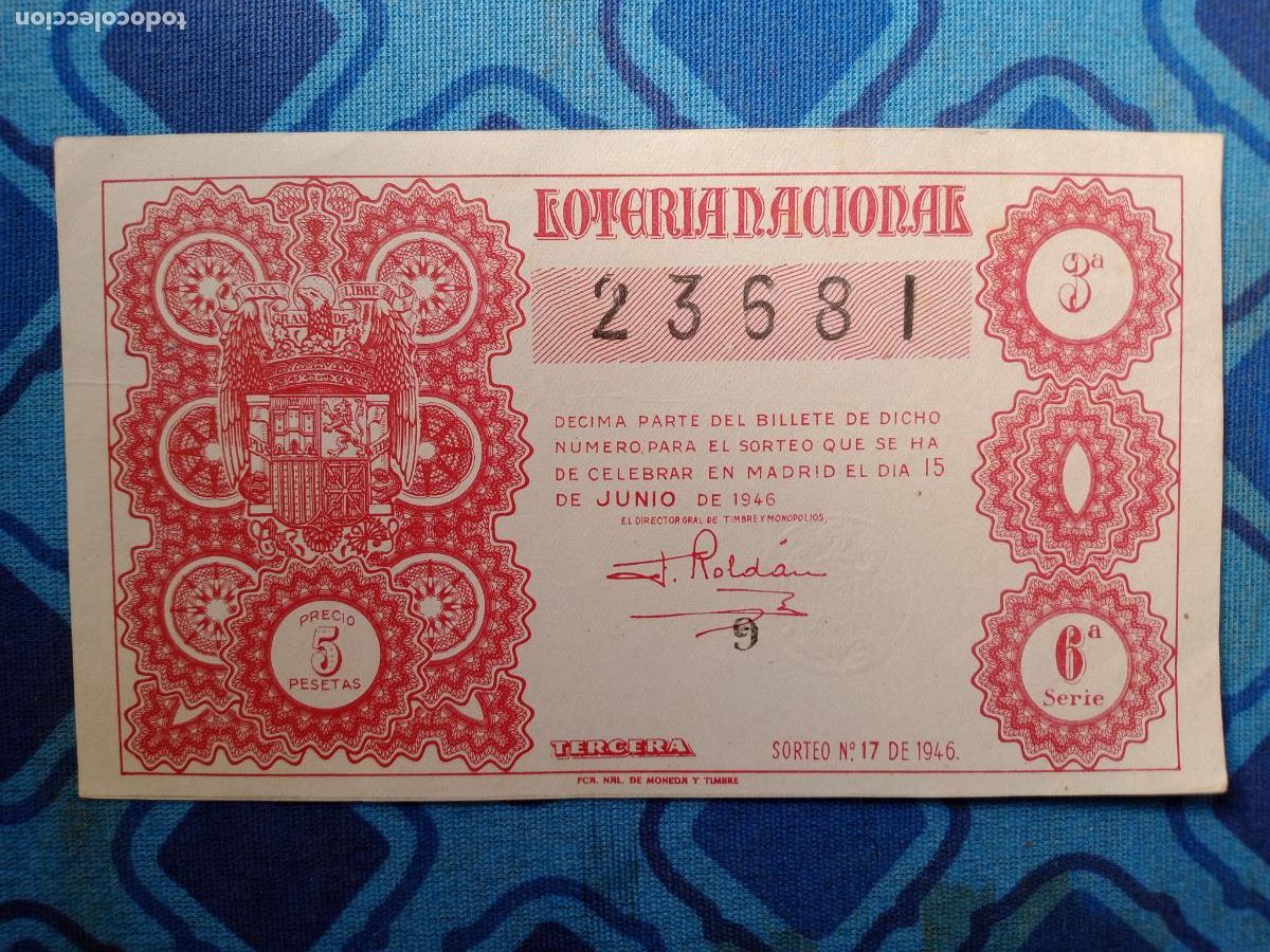 Loterie Nationale: 1946 SORTEO 17. 15 DE JUNIO 1946. DECIMO