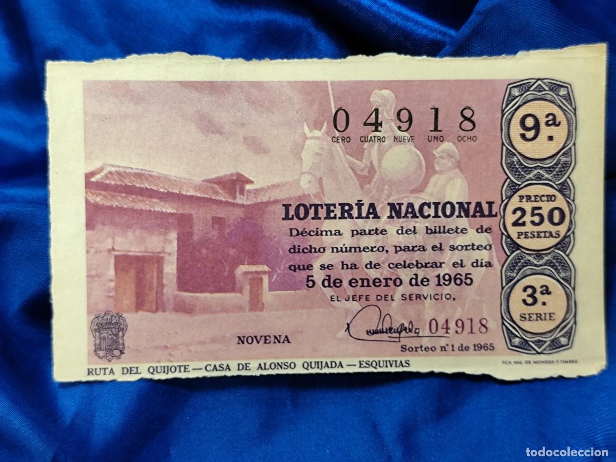 Loter&iacute;a nacional: LOTERIA NACIONAL. D&Eacute;CIMO. 5 DE ENERO DE 1965. RUTA DEL QUIJOTE