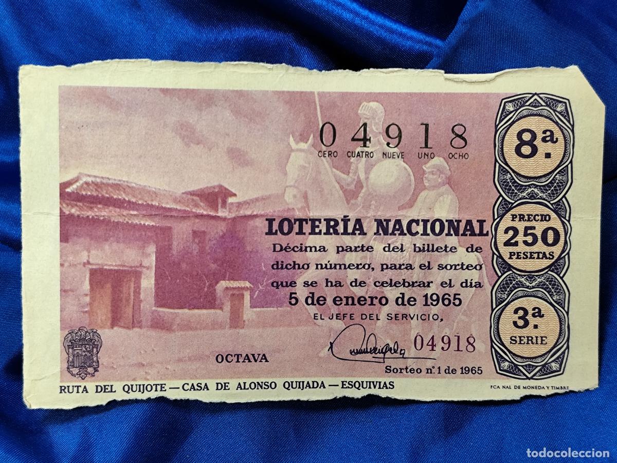 Loter&iacute;a nacional: LOTERIA NACIONAL. D&Eacute;CIMO. 5 DE ENERO DE 1965. RUTA DEL QUIJOTE