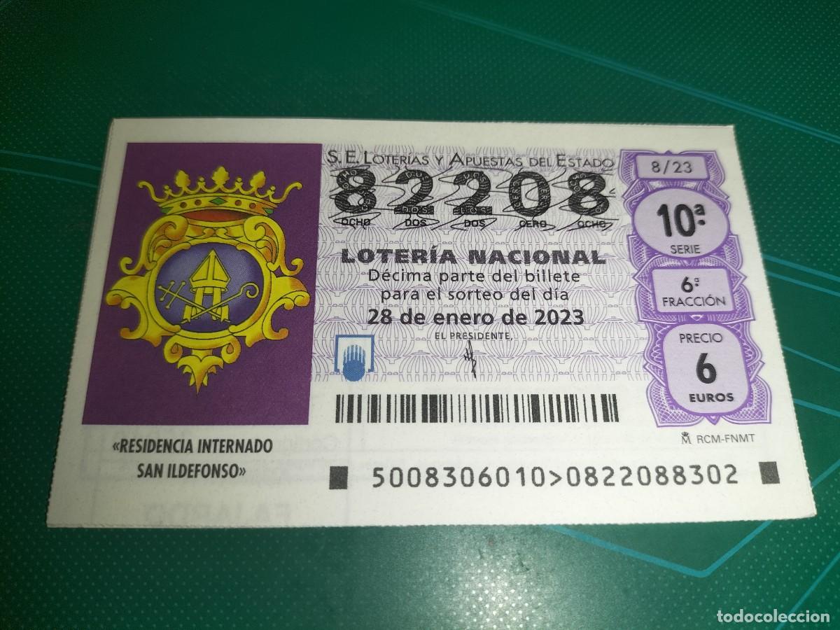 Nationale spanische Lotterie: 1 DECIMO LOTERIA SABADO 28 ENERO 2023 - 8/23 - RESIDENCIA INTERNADO SAN ILDEFONSO
