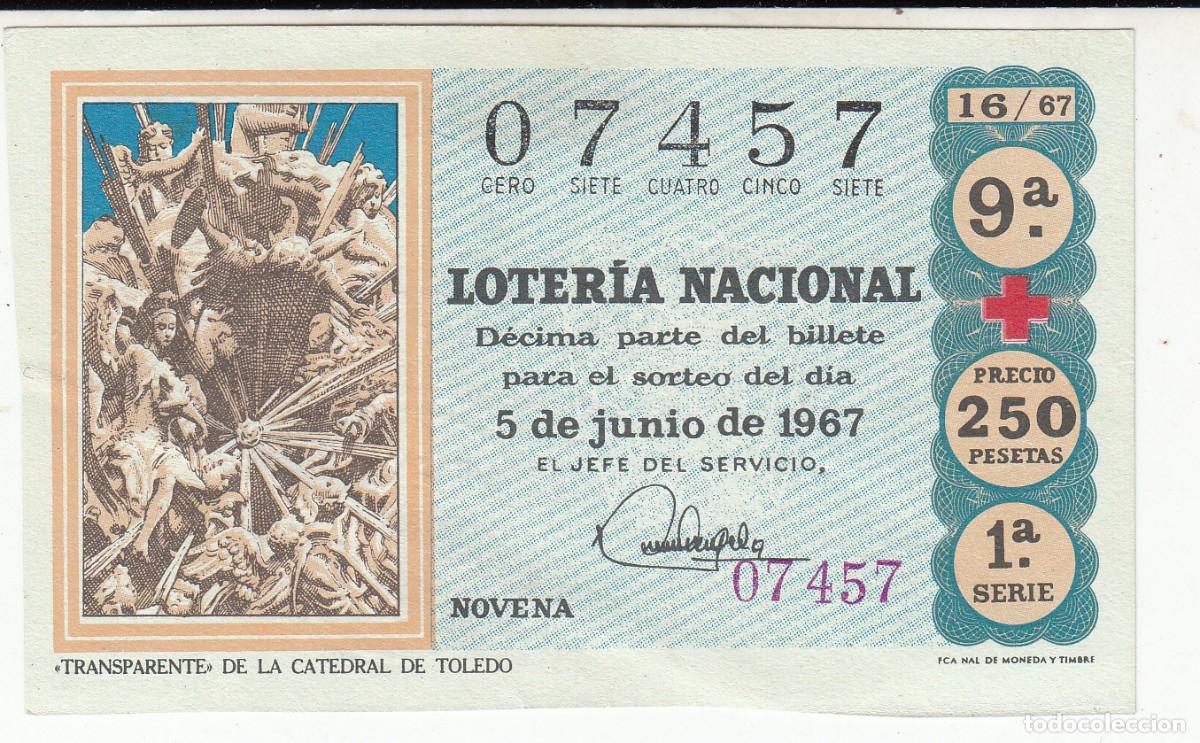 Loter&iacute;a nacional: D&Eacute;CIMO LOTERIA NACIONAL-CRUZ ROJA - 1967 SORTEO NUM. 16 5 DE JUNIO