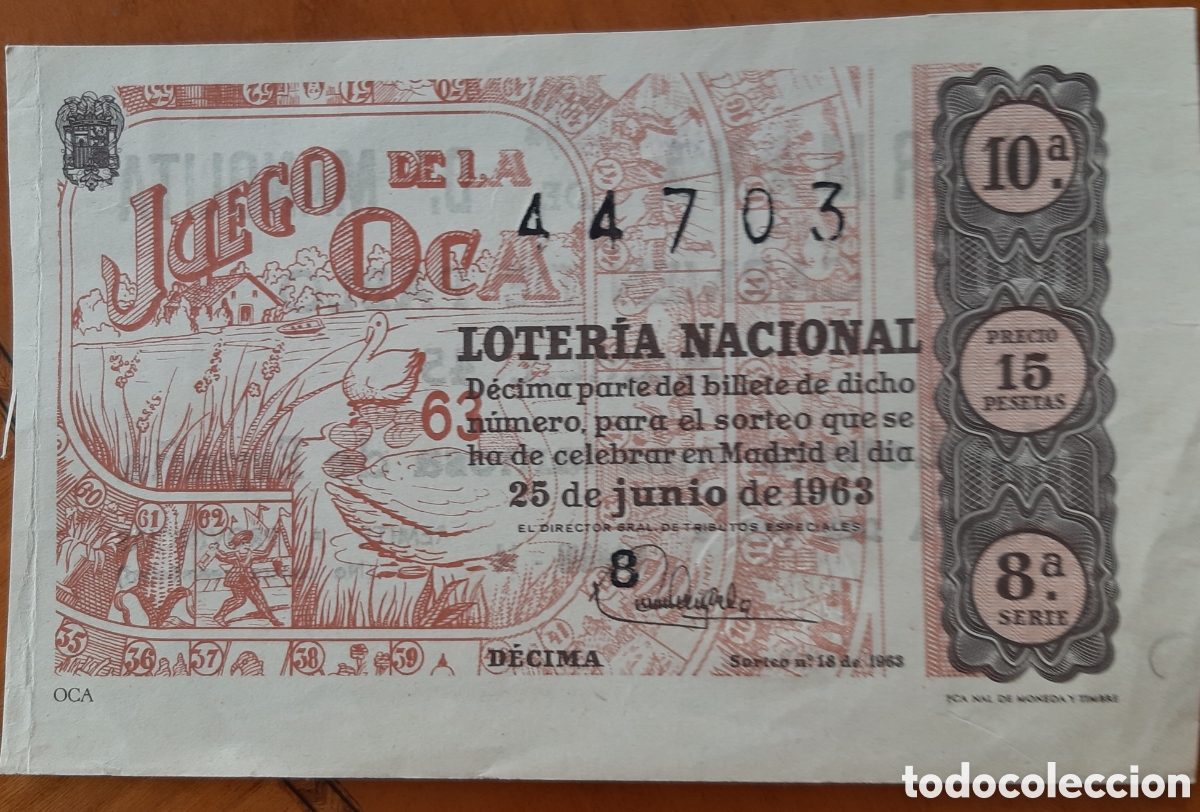 Loter&iacute;a Nacional: Loter&iacute;a nacional. D&eacute;cimo 1963. R7774