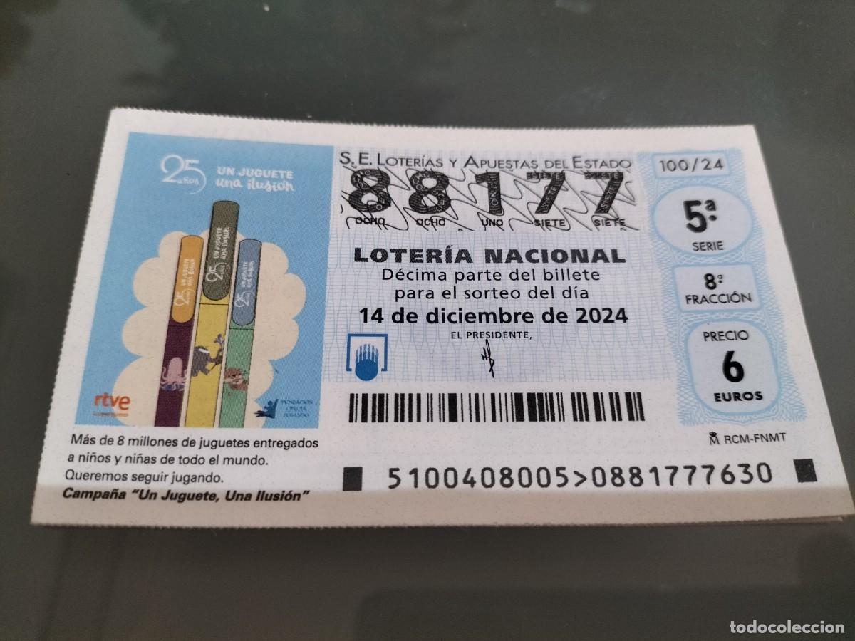 Nationale spanische Lotterie: 1 DECIMO LOTERIA SABADO 14 DICIEMBRE 2024 - 100/24 - CAMPA&Ntilde;A UN JUGUETE UNA ILUSI&Oacute;N