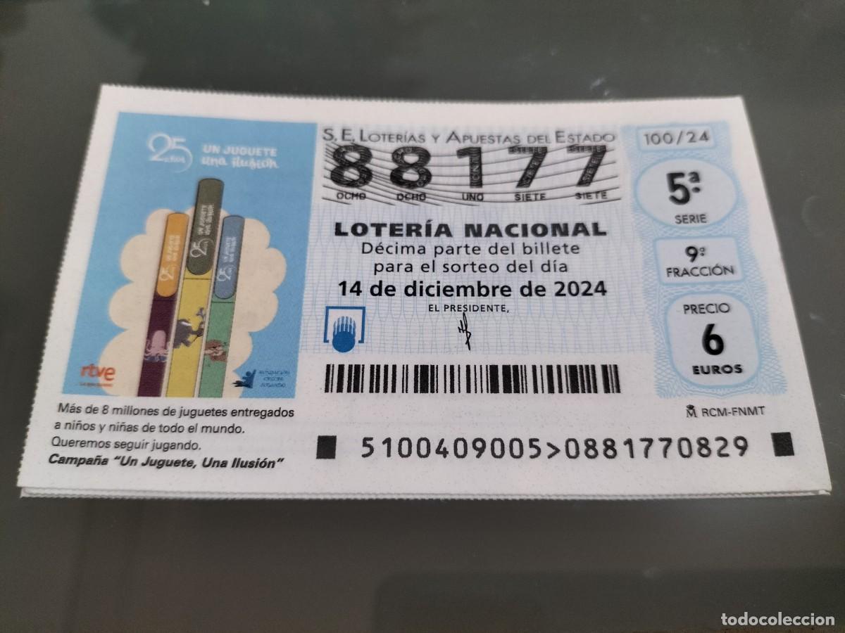 Nationale spanische Lotterie: 1 DECIMO LOTERIA SABADO 14 DICIEMBRE 2024 - 100/24 - CAMPA&Ntilde;A UN JUGUETE UNA ILUSI&Oacute;N