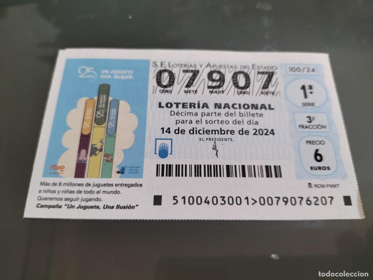 Nationale spanische Lotterie: 1 DECIMO LOTERIA SABADO 14 DICIEMBRE 2024 - 100/24 - CAMPA&Ntilde;A UN JUGUETE UNA ILUSI&Oacute;N