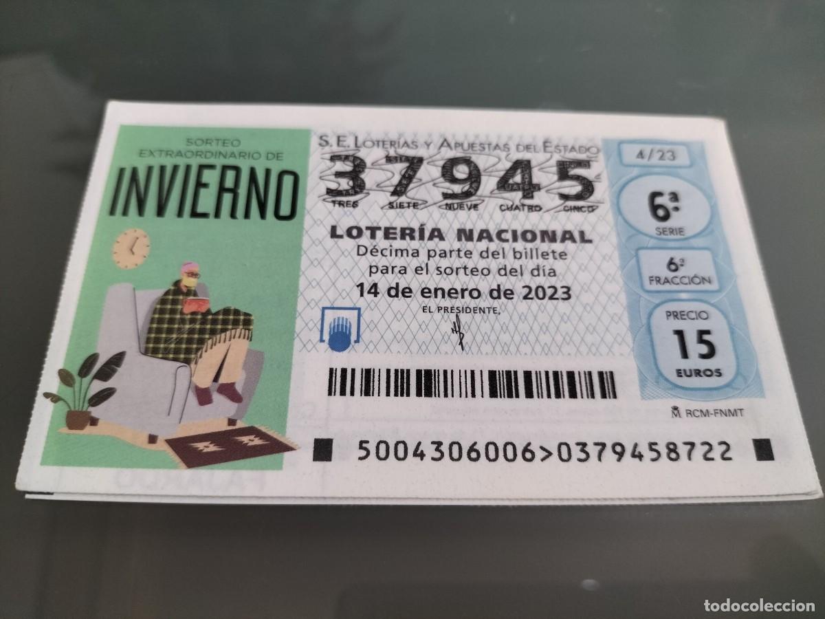 Loterie Nationale: 1 DECIMO LOTERIA SABADO 14 ENERO 2023 - 4/23 - SORTEO EXTRAORDINARIO DE INVIERNO (COLOR VERDE CLARO