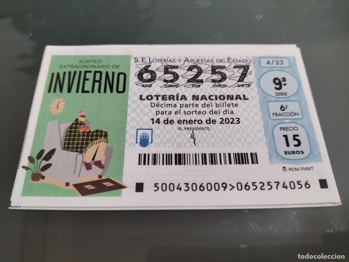 Loterie Nationale: 1 DECIMO LOTERIA SABADO 14 ENERO 2023 - 4/23 - SORTEO EXTRAORDINARIO DE INVIERNO (COLOR VERDE CLARO