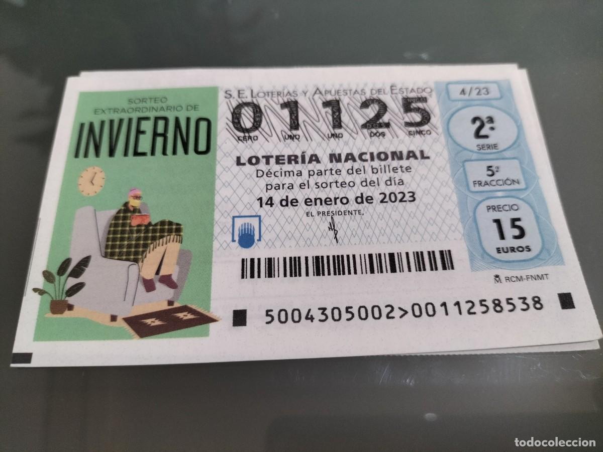 Loterie Nationale: 1 DECIMO LOTERIA SABADO 14 ENERO 2023 - 4/23 - SORTEO EXTRAORDINARIO DE INVIERNO (COLOR VERDE CLARO