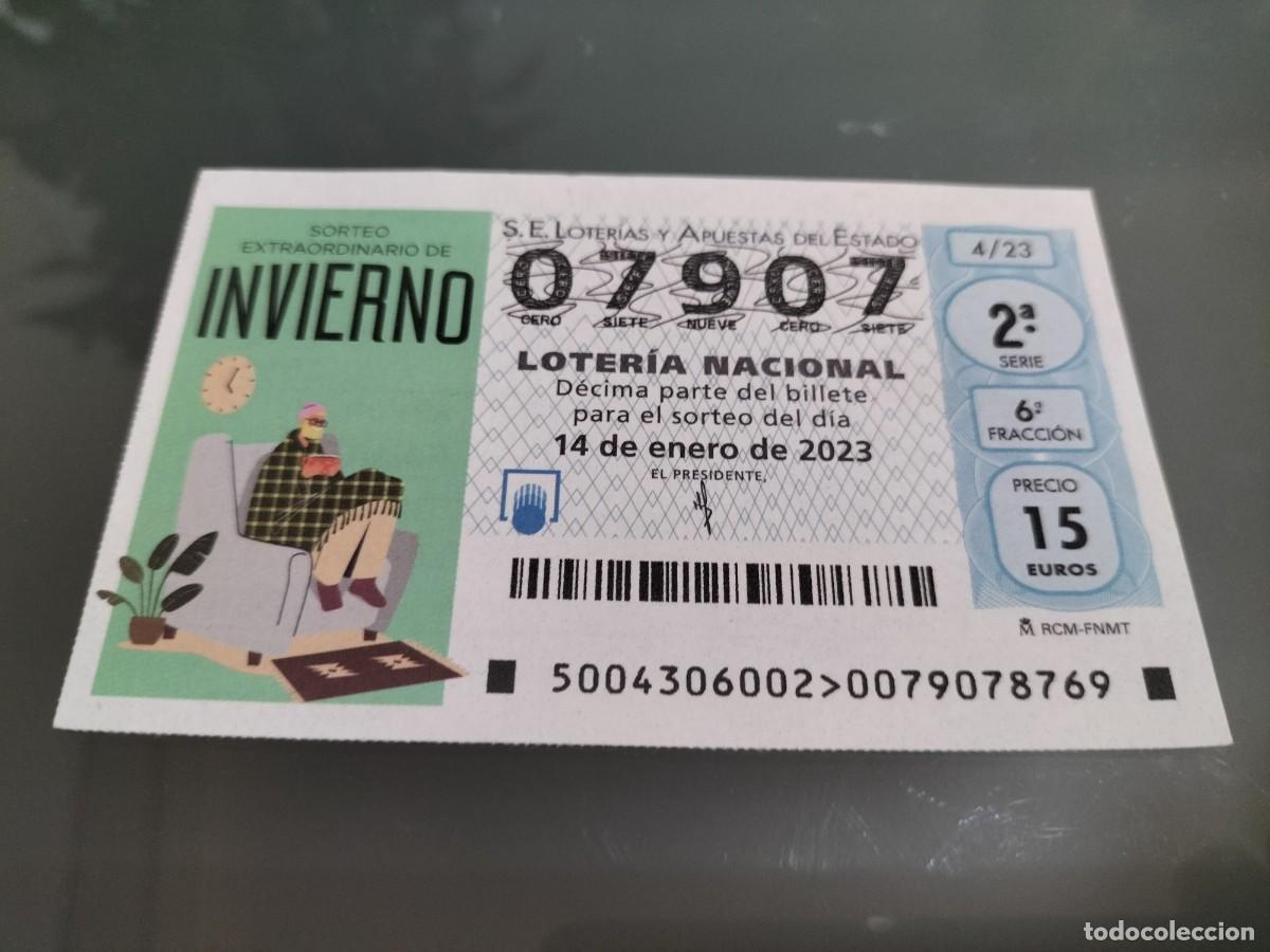 Loterie Nationale: 1 DECIMO LOTERIA SABADO 14 ENERO 2023 - 4/23 - SORTEO EXTRAORDINARIO DE INVIERNO (COLOR VERDE CLARO