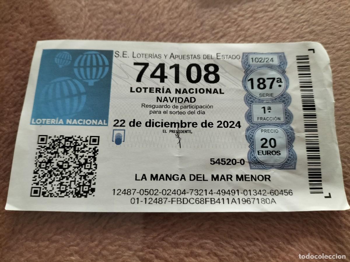 Loterie Nationale: 1 D&Eacute;CIMO LOTERIA SABADO 22 DICIEMBRE 2024 - 102/74 SORTEO NAVIDAD - MAQUINA MANGA MAR MENOR