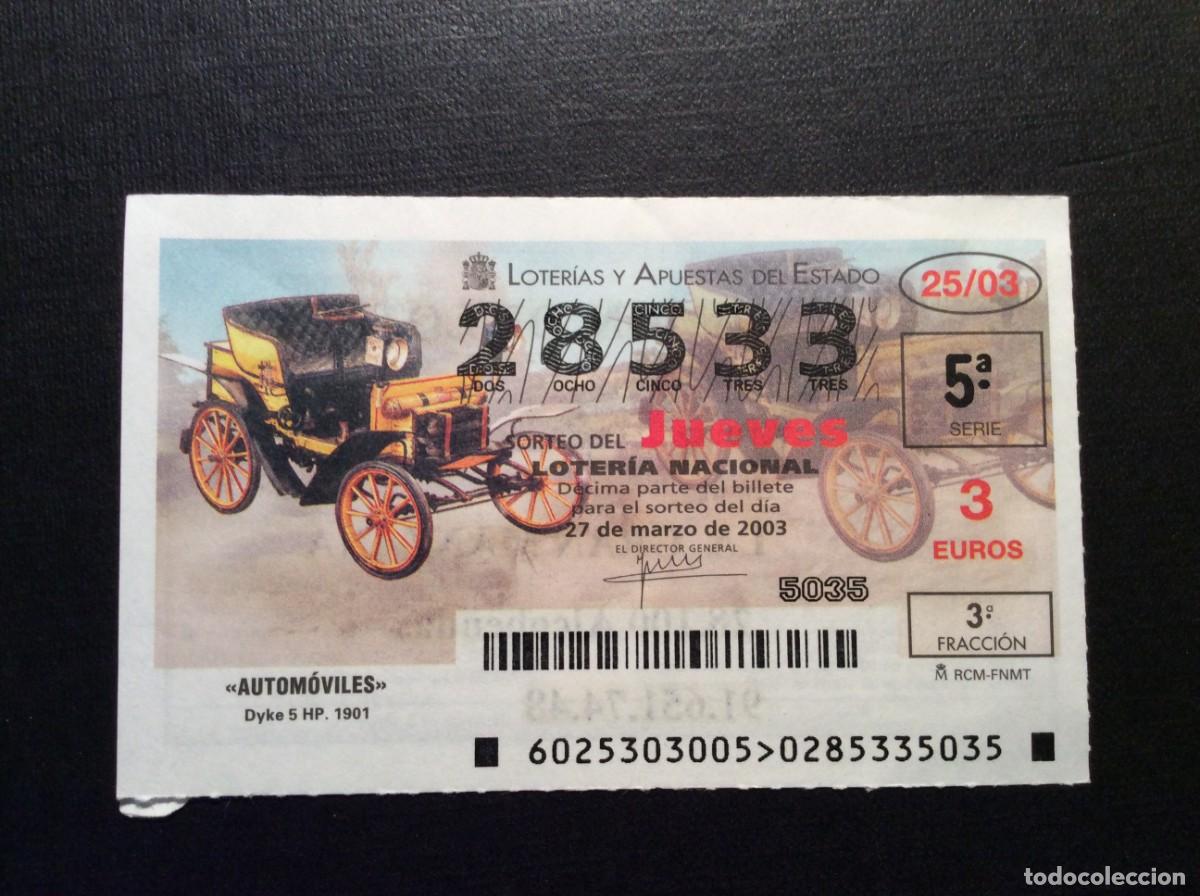 Loter&iacute;a nacional: DECIMO LOTERIA JUEVES N&ordm; 28533 SORTEO 25 A&Ntilde;O 2003