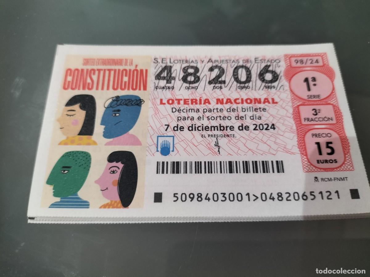 Loterie Nationale: 1 DECIMO LOTER&Iacute;A SABADO 7 DICIEMBRE 2024 - 98/24 SORTEO EXTRAORDINARIO DE LA CONSTITUCI&Oacute;N ESPA&Ntilde;OLA