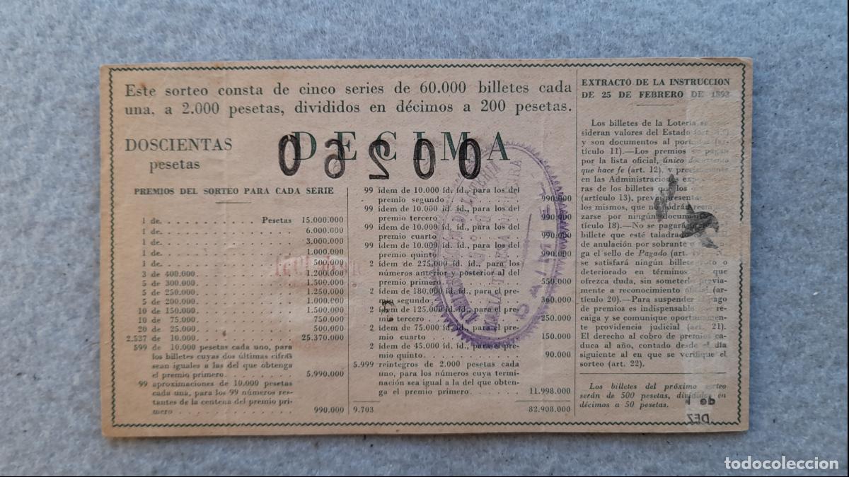 Loter&iacute;a nacional: D&eacute;cimo. Sorteo n&ordm; 36 de 1951. - Foto 2