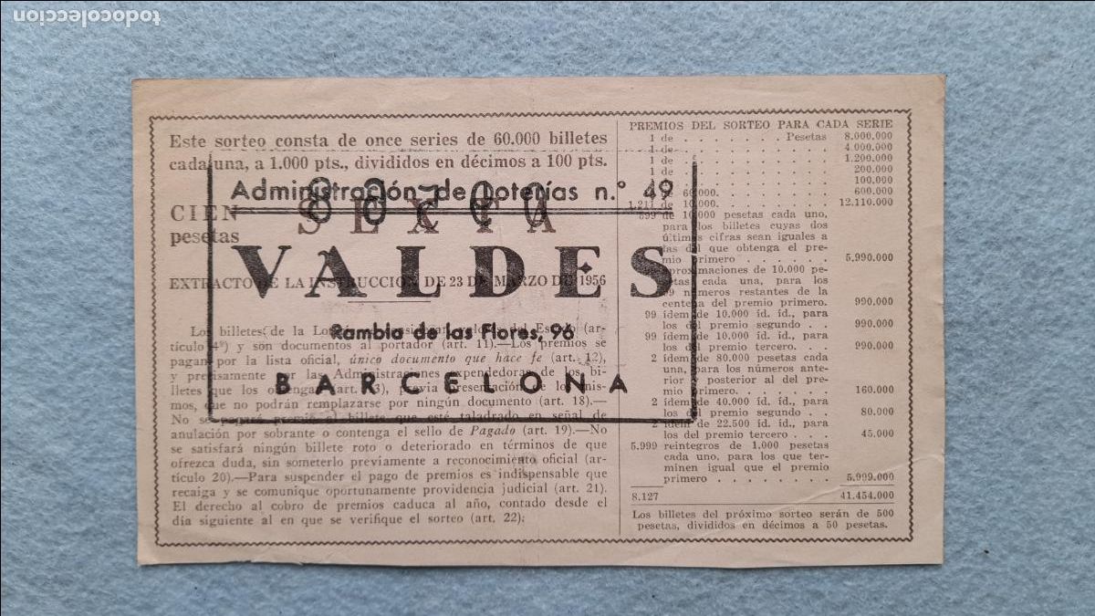 Loter&iacute;a nacional: D&eacute;cimo. Sorteo n&ordm; 1 de 1962. - Foto 2
