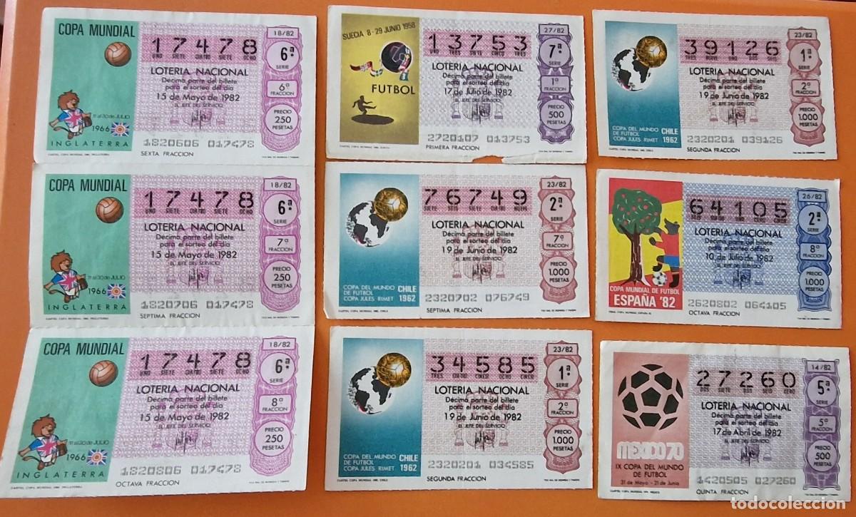 Loter&iacute;a nacional: 9 billetes de loteria 1982 dedicados al Mundial de f&uacute;tbol