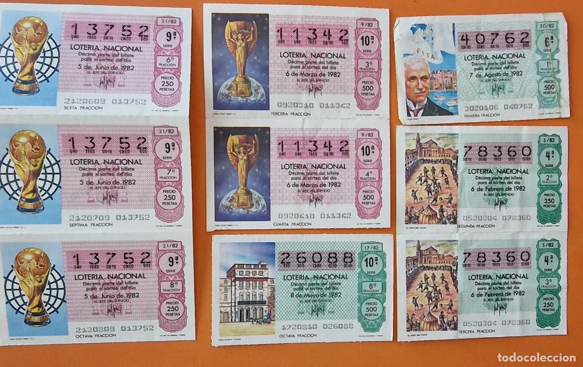 Loter&iacute;a nacional: 9 billetes de loteria 1982 dedicados al Mundial de f&uacute;tbol