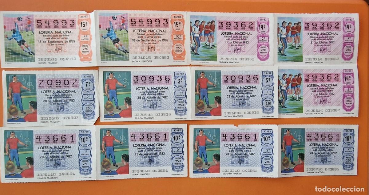 Loter&iacute;a nacional: 12 billetes de loteria 1982 dedicados al Mundial de f&uacute;tbol