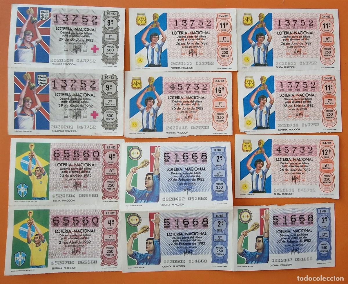 Loter&iacute;a nacional: 12 billetes de loteria 1982 dedicados al Mundial de f&uacute;tbol
