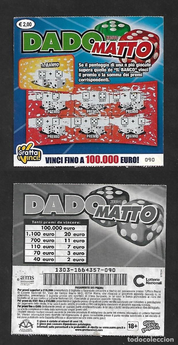 Loter&iacute;a Nacional: Gratta e Vinci - Dado Matto - Lotto 1303 - 90