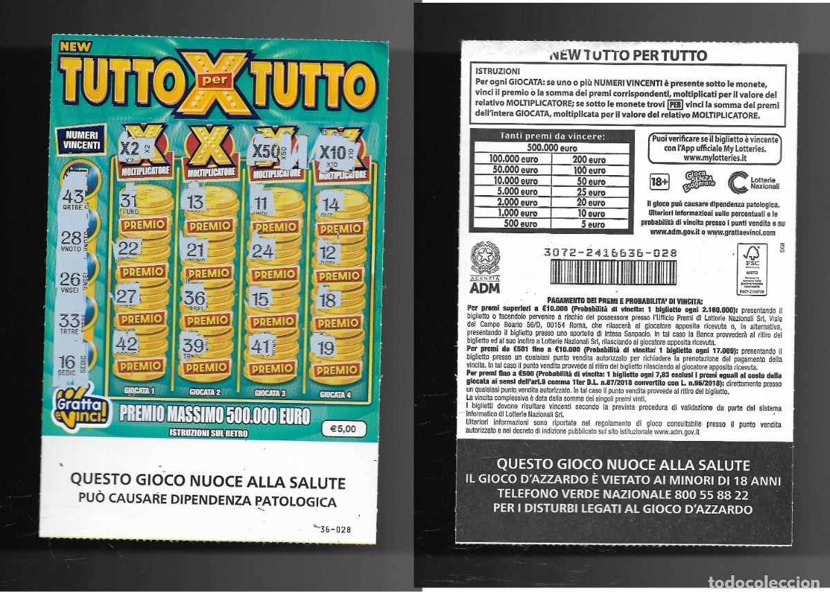 Loter&iacute;a nacional: Gratta e Vinci - New Tutto per Tutto - Lotto 3072