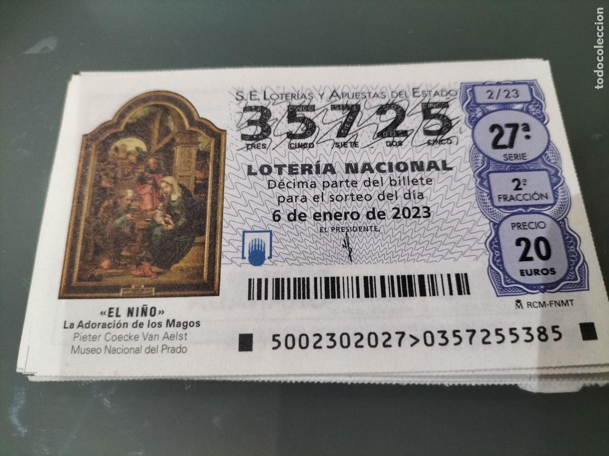 Loterie Nationale: 1 D&Eacute;CIMO LOTERIA SABADO - 6 ENERO 2023 - 2/23 - EL NI&Ntilde;O - ADORACION REYES MAGOS