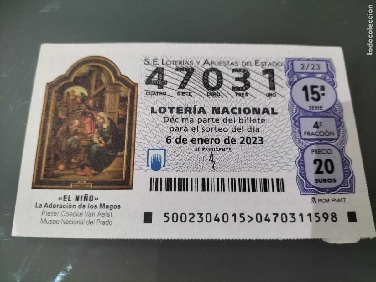 Loterie Nationale: 1 D&Eacute;CIMO LOTERIA SABADO - 6 ENERO 2023 - 2/23 - EL NI&Ntilde;O - ADORACION REYES MAGOS