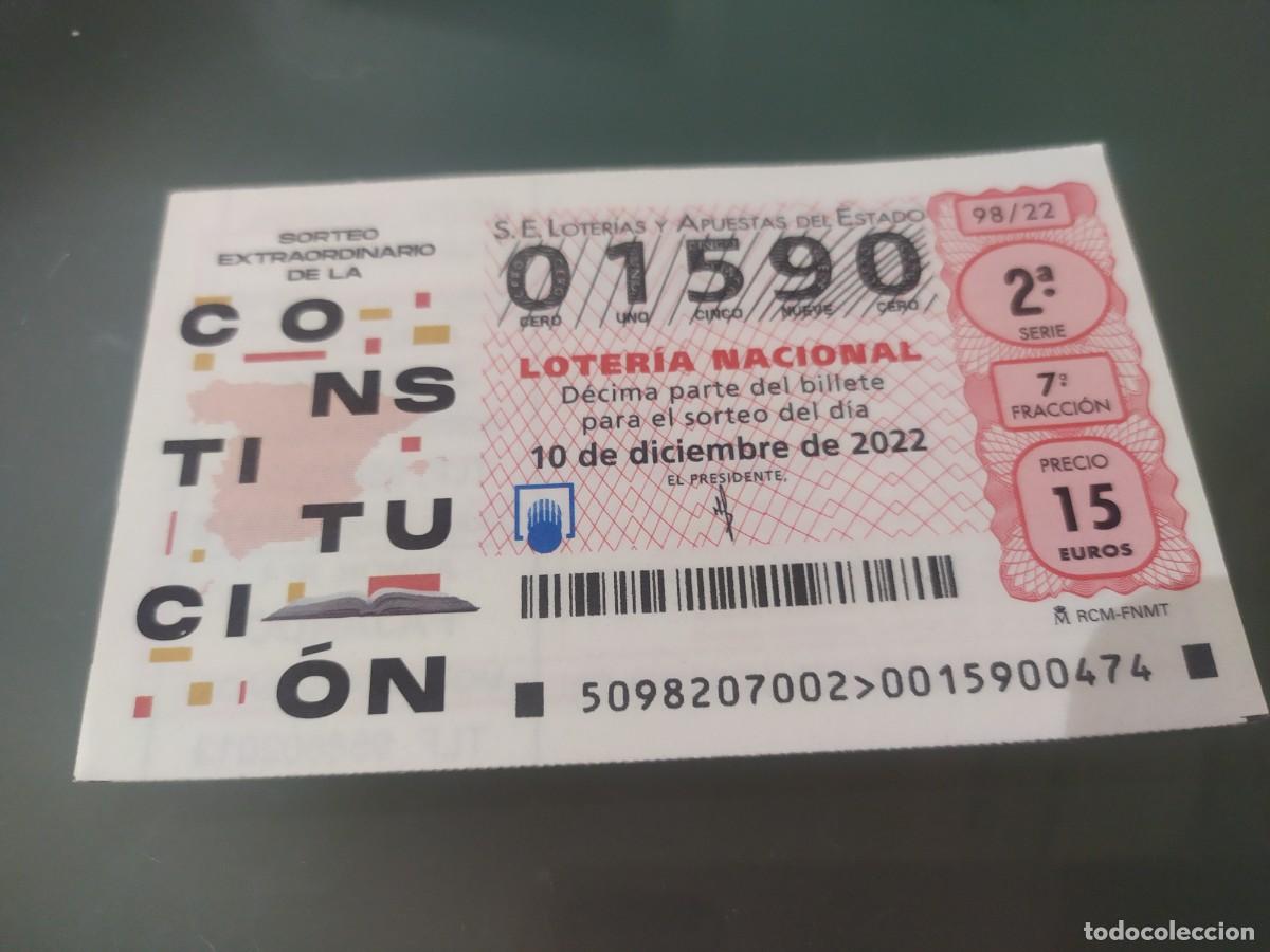 Loterie Nationale: 1 DECIMO LOTERIA SABADO 10 DICIEMBRE 2022 - 98/22 CONSTITUCI&Oacute;N ESPA&Ntilde;OLA - SORTEO EXTRAORDINARIO