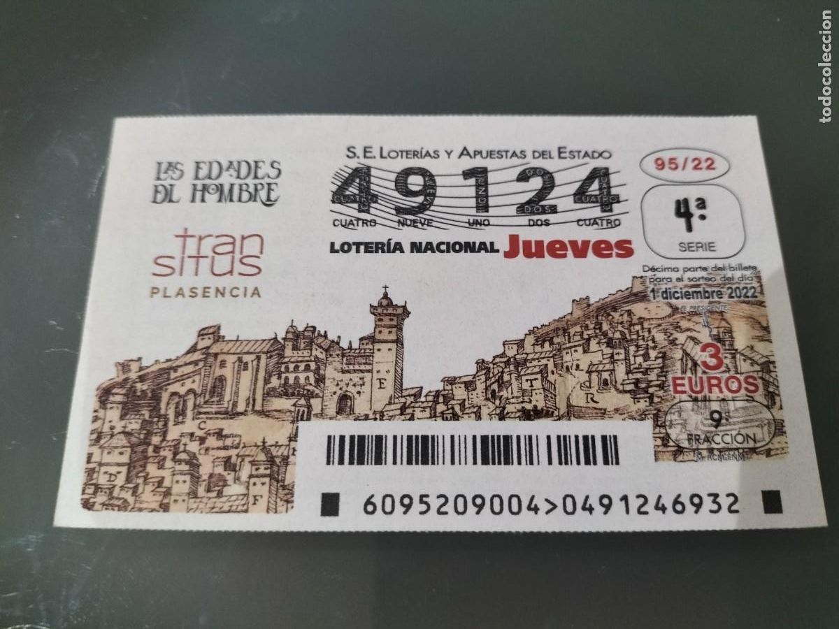Loterie Nationale: 1 DECIMO LOTERIA JUEVES - 1 DICIEMBRE 2022 - 95/22 - PLASENCIA ( LAS EDADES DEL HOMBRE TRANSITUS