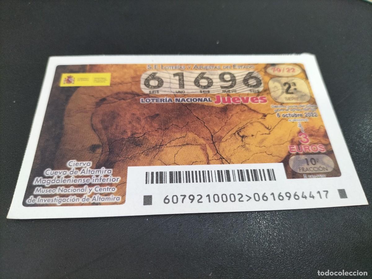Loterie Nationale: 1 DECIMO LOTERIA JUEVES 6 OCTUBRE 2022 79/22 CIERVO CUEVA DE ALTAMIRA - PINTURAS RUPESTRES CANTABRIA