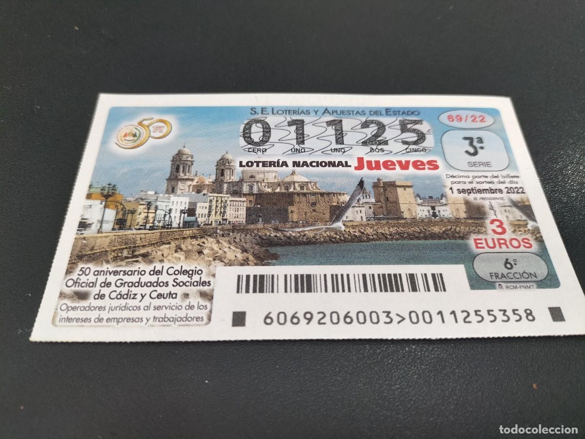 Nationale spanische Lotterie: 1 DECIMO LOTERIA JUEVES 1 SEPTIEMBRE 2022 - 69/22 - CADIZ 50 ANIV COLEGIO OFICIAL GRADUADOS SOCIALES