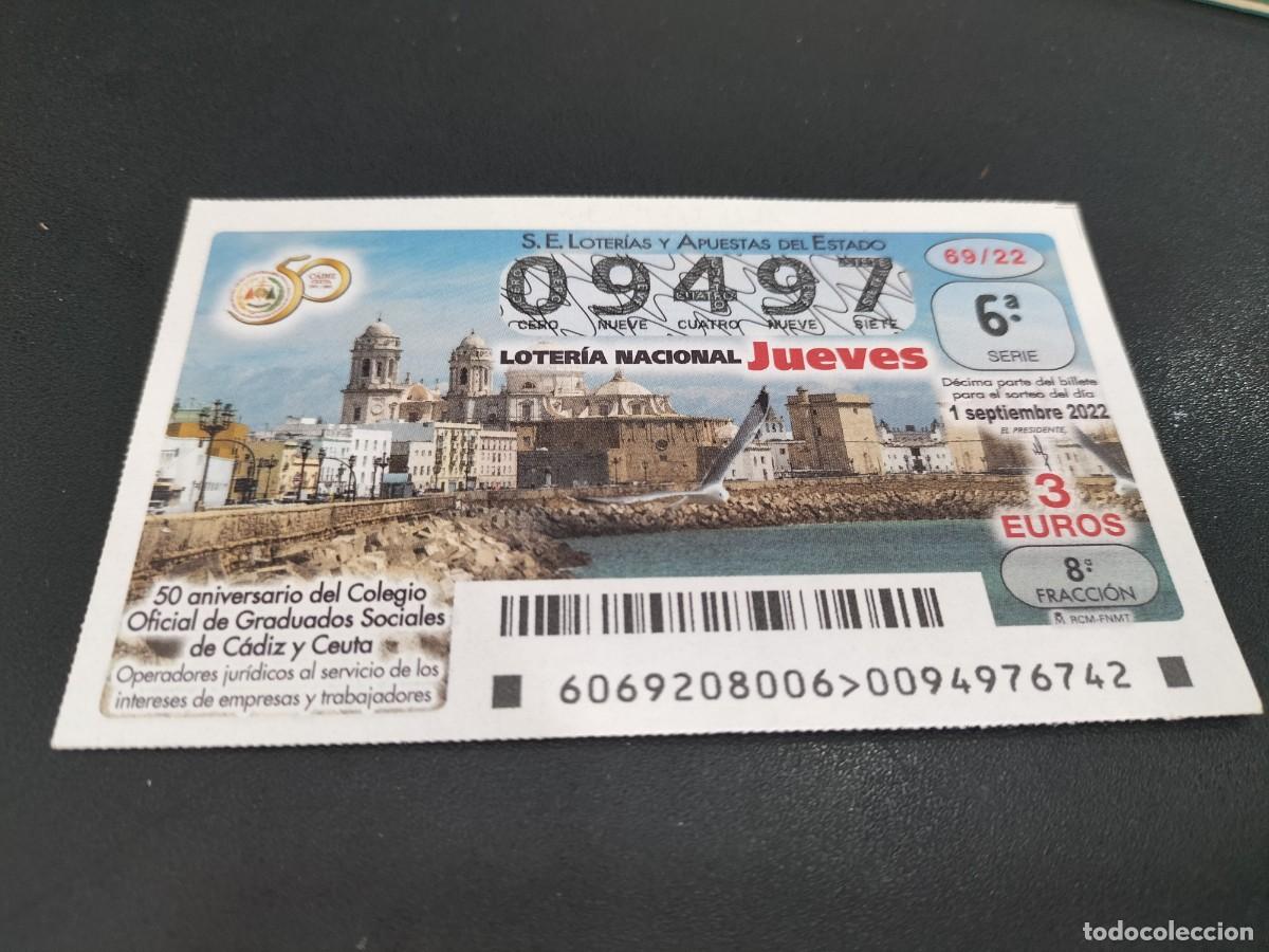 Nationale spanische Lotterie: 1 DECIMO LOTERIA JUEVES 1 SEPTIEMBRE 2022 - 69/22 - CADIZ 50 ANIV COLEGIO OFICIAL GRADUADOS SOCIALES