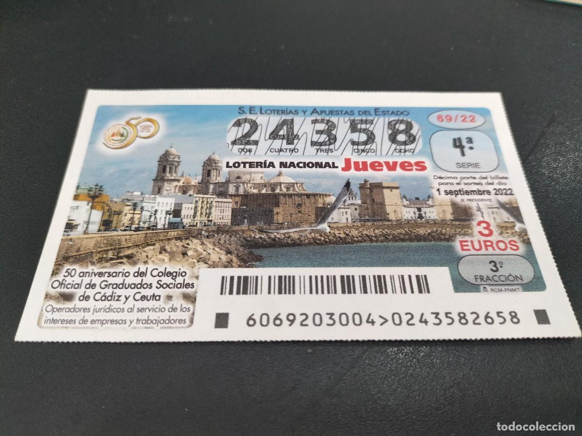 Nationale spanische Lotterie: 1 DECIMO LOTERIA JUEVES 1 SEPTIEMBRE 2022 - 69/22 - CADIZ 50 ANIV COLEGIO OFICIAL GRADUADOS SOCIALES