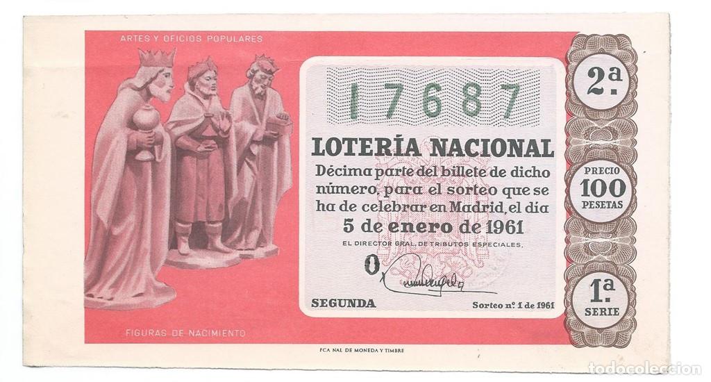 National Spanish Lottery: Billete de loter&iacute;a nacional de 1961, Reyes Magos de Oriente:5 de Enero de 1961, sorteo del Ni&ntilde;o.